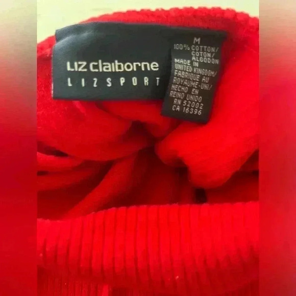 90s Liz Sport Cotton Red Turtleneck  Academia old money classic bright preppy M - Picture 6 of 11